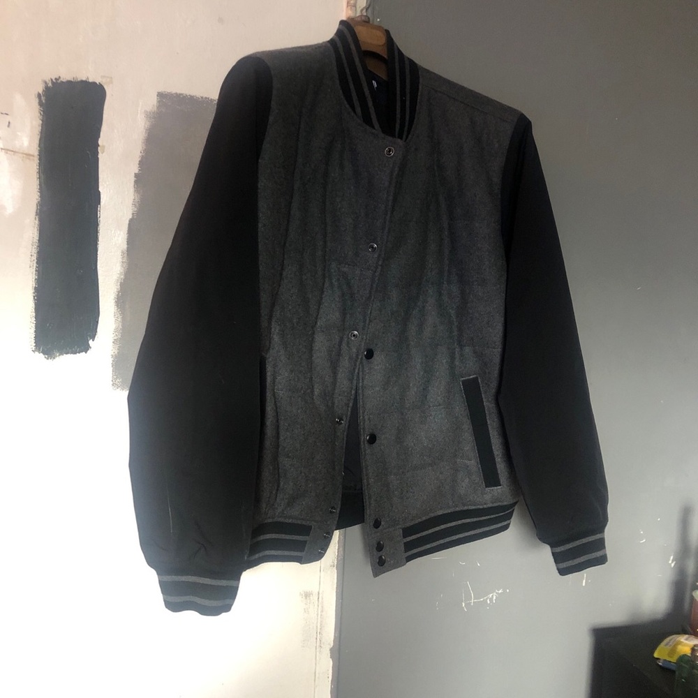 Designer gray varsity jacket by Gap